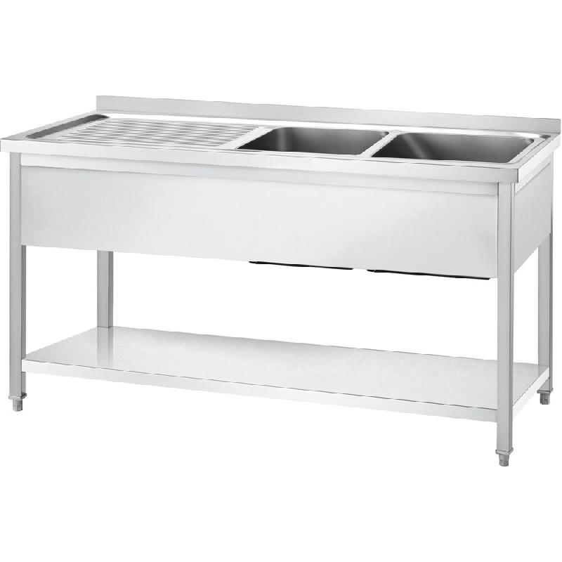 Évier Gredil avec socle 1400x600x850 mm, deux bacs, avec rebord, à monter soi-même - DST14676A_0