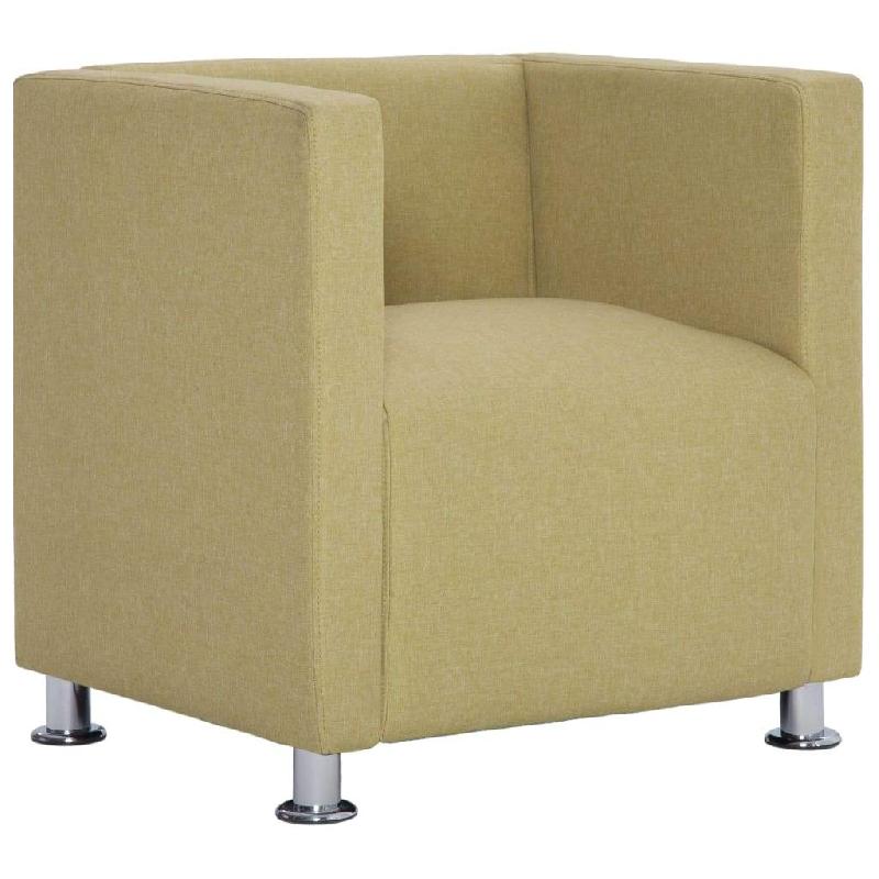 Fauteuil lounge design cube vert en polyester - Club sofa avec cadre en bois et pieds chromés - Réf. 1102270/2_0