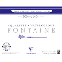 FONTAINE BLOC COLLÉ 4 CÔTÉS 25F 24X30CM 300G GRAIN DEMI-SATINÉ - BLANC - LOT DE 2