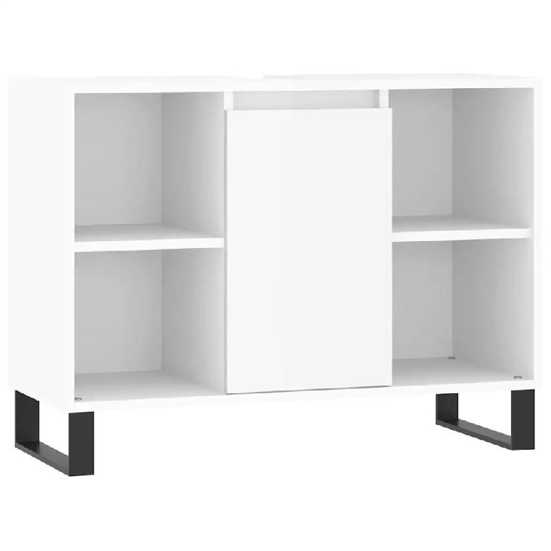 Helloshop26 - Armoire de salle de bain moderne avec compartiment et étagères 80 x 33 x 60 cm en bois d'ingénierie blanc brillant 02_0049065 - blanc_0
