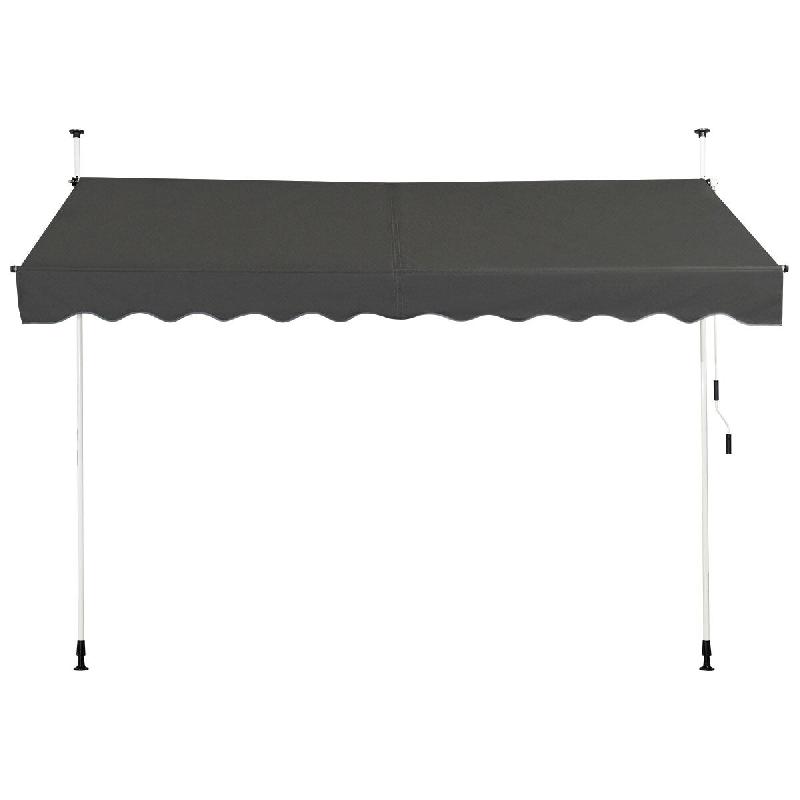 Helloshop26 - Auvent rétractable manuel rétractable 300 x 125 cm réglable 200-300 cm design moderne en aluminium gris 20_0021140 - 3000233875793_0