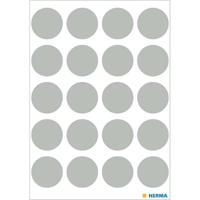 HERMA 100 pastilles adhésives coloris gris, Ø 19 mm (5 feuilles 9x16 / cdt) - 1888_0