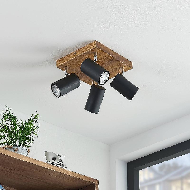 LINDBY SPOT POUR PLAFOND MANIVA, 22X22CM, 4 LAMPES, NOIR, GU10