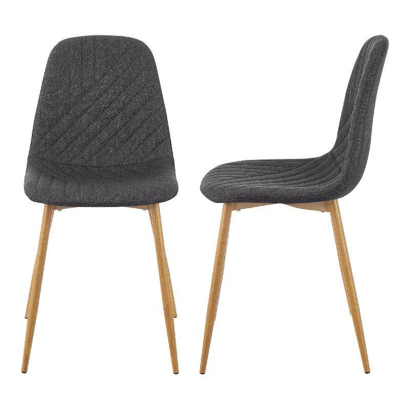 Lot de 2 chaises de salle à manger - 87 x 44 x 51 cm - Gris foncé - Style scandinave avec pieds effet bois - Réf. 03_0006741_0