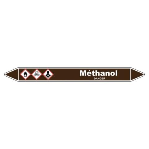 LOT DE 3 - MARQUEUR TUYAUTERIE - MÉTHANOL LIQUIDE INFLAMMABLE - VINYLE 150 X 12 MM