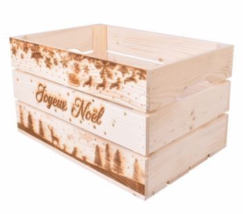 Caisse en bois de Noël S3 - Simply à Box - L54xH30xP36 cm - Gravée au laser - Fabrication française_0