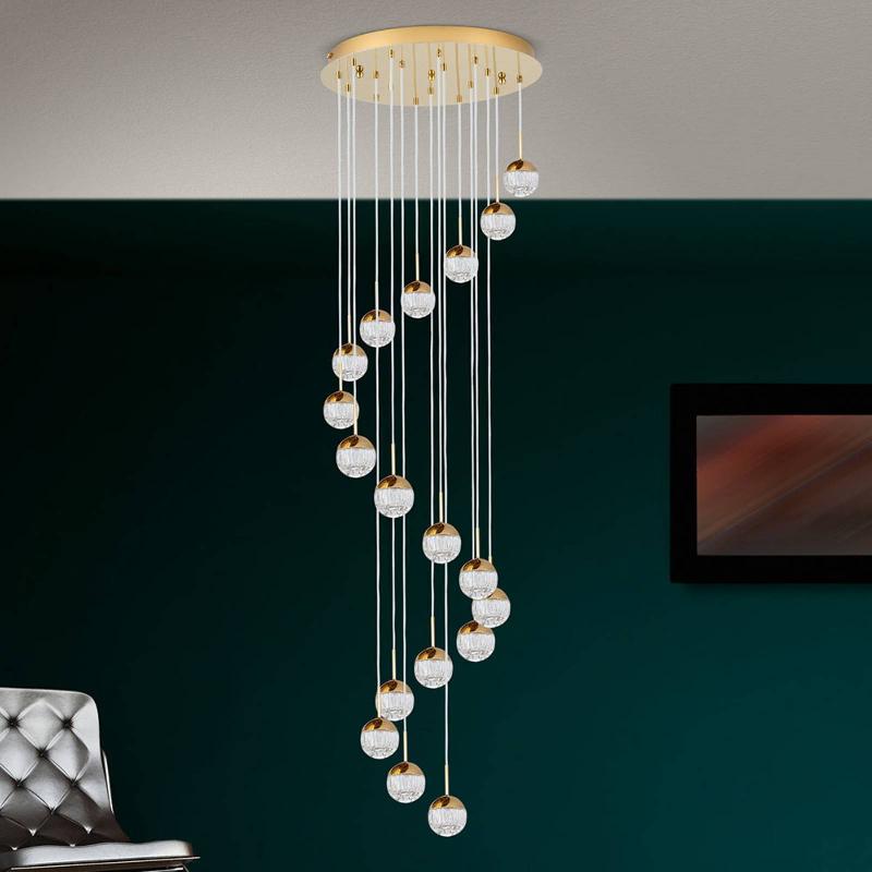 ORION SUSPENSION LED BALL À 18 LAMPES, DORÉE/CRÈME