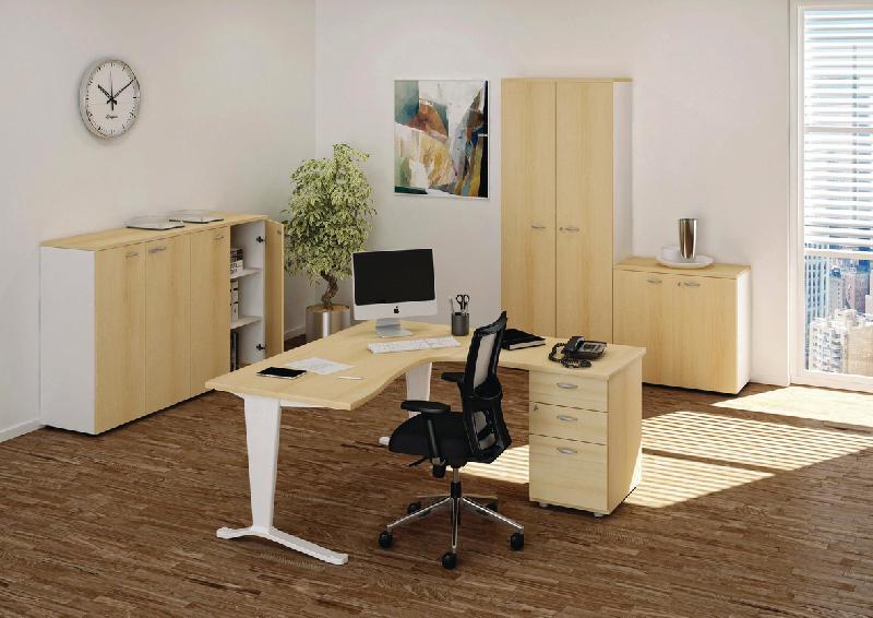PACK BUREAU ASYMÉTRIQUE EPSILON +  CAISSON HAUTEUR BUREAU