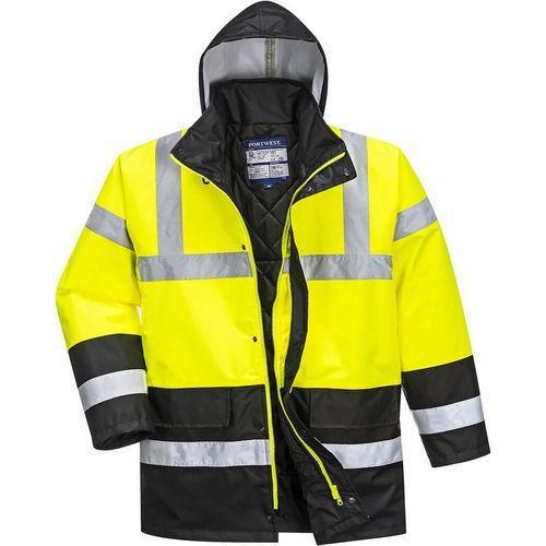 PARKA HAUTE-VISIBILITÉ IMPERMÉABLE TRAFFIC S466 NOIR/JAU S - PORTWEST