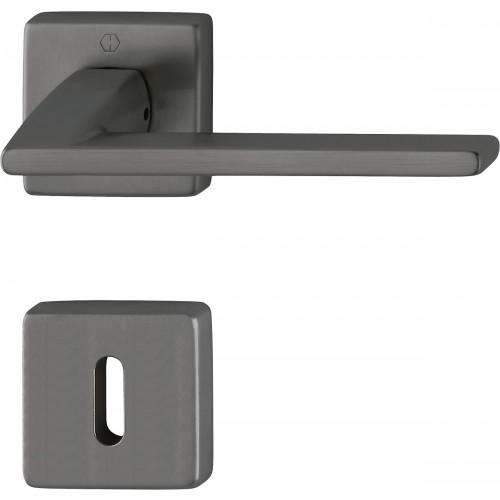POIGNÉES DE PORTE SUR ROSACES CARRÉES BERGAMO C7 -LAITON ANTHRACITE SATINÉ - CLÉ L HOPPE