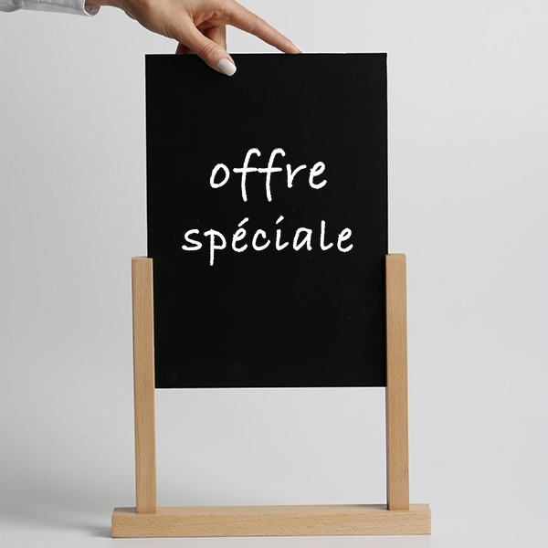 PORTE-VISUEL/MENU SOCLE BOIS 2 MONTANTS ARDOISE A6