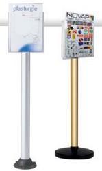 Poteau alu avec présentoir A4 en plexiglas - tube aluminium Ø60 mm - hauteur 88 cm_0