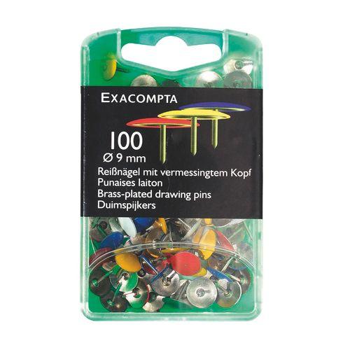 PUNAISES 10 MM COULEURS ASSORTIES POINTE EXTRA FINE - BOÎTE DE 100