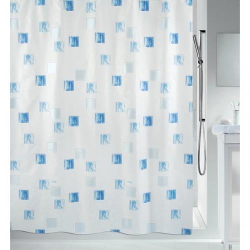 RIDEAU DE DOUCHE - 180 X 200 CM - BLEU CIEL ET BLANC - POLYESTER - MILANO SPIRELLA