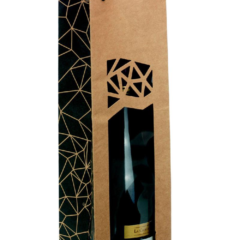 SAC POUR 1 BOUTEILLE RAJA - A FENETRE - EN KRAFT - 9,5 X 38,5 X 9,5 CM
