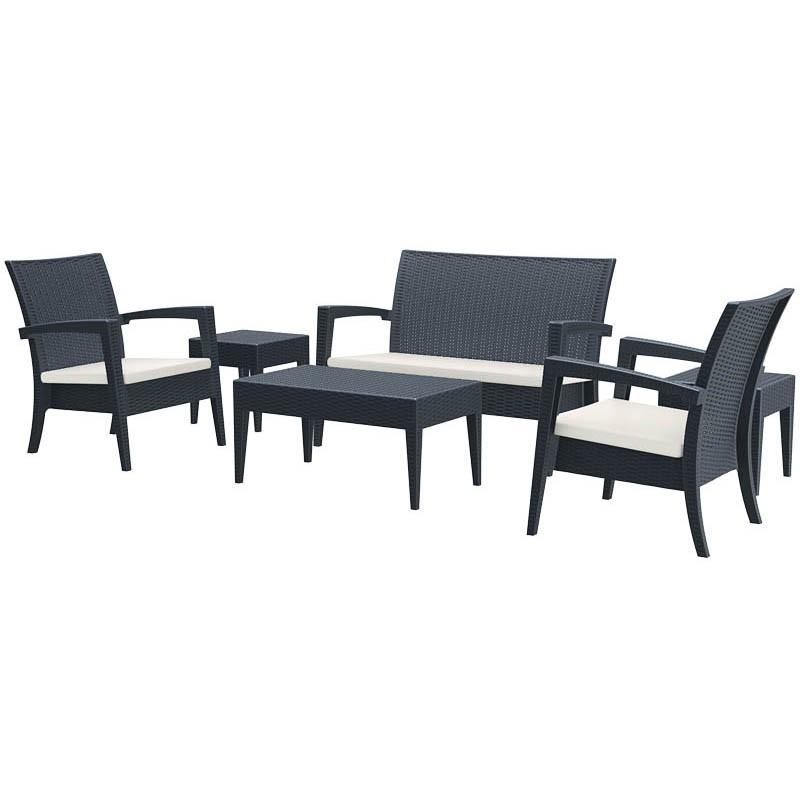 Salon de jardin empilable Miami - GRIS FONCE_0