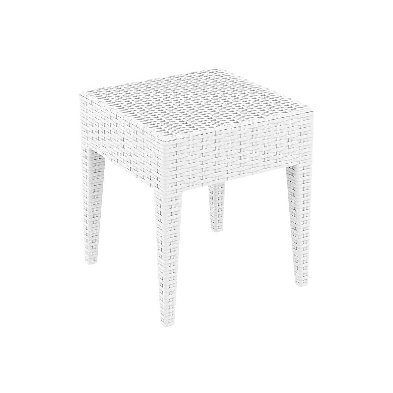 SIESTA EXCLUSIVE Table d'appoint d'extérieur Miami Lounge Side Table Effet Rotin Blanc - blanc plastique polypropylène SP-SI-858WH_0