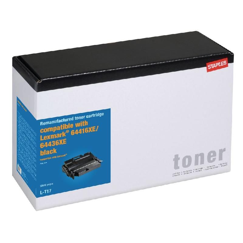 STAPLES TONER REMIS À NEUF 64016HE N (7231802) - COMPATIBLE: LEXMARK - COULEUR: NOIR