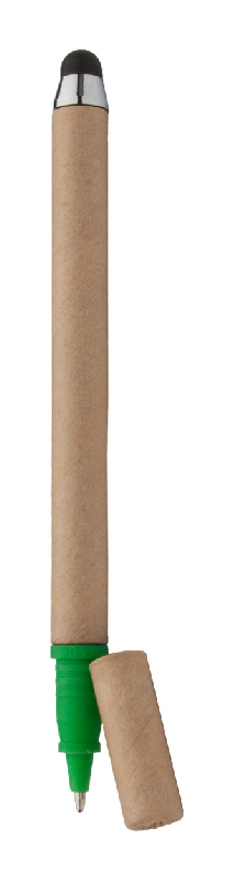 Stylet en carton recyclé et stylo à bille - Embout tactile - Recharge bleue - Couleur naturelle_0