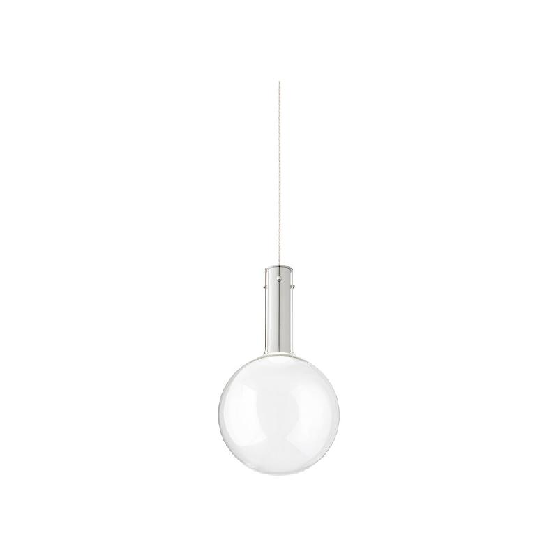 Suspension LED 7 W en verre borosilicate transparent, structure chromée, lumière chaude 3000 K, dimensions 25 x 43 cm - Perenz - transparent 8312 TR_0