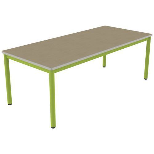 TABLE CARÉLIE 180X80 T4 STRAT POLY. HÊTRE MIEL BEIGE/VERT AC - MOBIDECOR