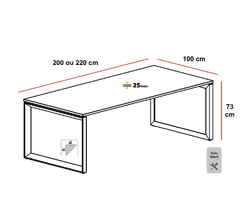 Table de réunion design Star - Mobel Linea - Argent Ral 9006, 200, Acacia clair_0