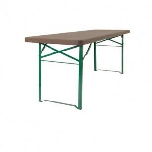 Table et bancs de brasserie Munich - structure en polyéthylène et acier époxy - 220x70 cm - 8 personnes_0