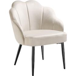 Tectake Fauteuil cocktail rembourré avec revêtement en velours crème/noir - 405823 - beige plastique 405823_0
