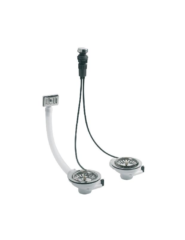 BONDE DE VIDAGE AUTOMATIQUE D90MM POUR ÉVIER DOUBLE CUVE - VALENTIN - 00 438000 000 00