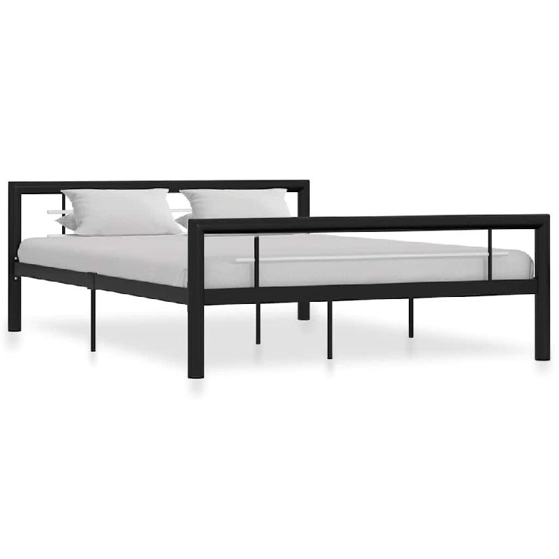 VidaXL Cadre de lit sans matelas noir et blanc métal 140x200 cm Modèle Werlénis - 284553_0