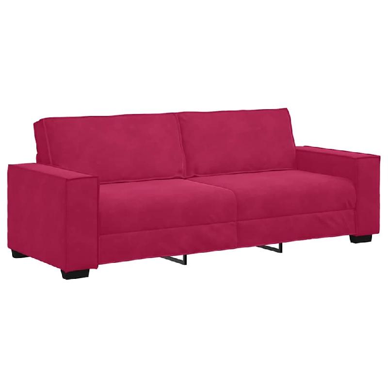 VidaXL Canapé à 3 places Rouge bordeaux 220x78x84 cm Velours Modèle AbriMaxi 66 - 8721158689436_0