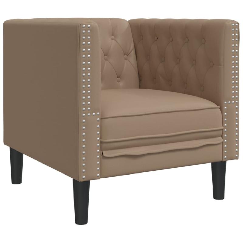 VidaXL Fauteuil Chesterfield cappuccino similicuir Modèle Rervioris - 372657_0