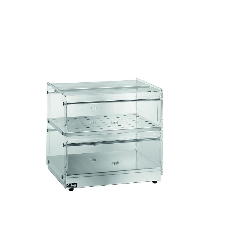 Vitrine neutre à 2 étages. Structure en acier inoxydable. Dispositif d'humidification. Dimensions : 85x35x40(h) cm. FORCAR Modèle VBN4786 - 3179_0