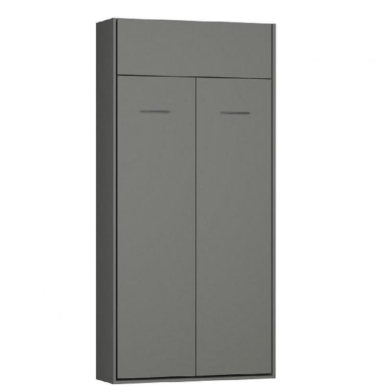 ARMOIRE LIT ESCAMOTABLE DYNAMO GRIS MAT OUVERTURE ASSISTÉE COUCHAGE 90*200 CM_0