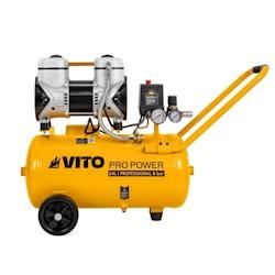 Compresseur à Air Portatif Silencieux 24L 2CV / 1,5 kW Gonfleur Pneus Voiture Chantier Sans huile 8 bar VITO - jaune 5604612741976_0