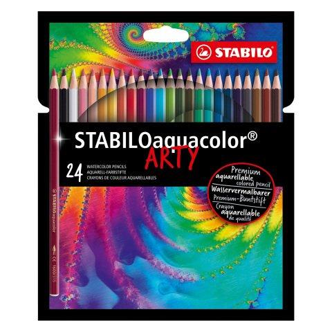 CRAYONS DE COULEUR AQUARELLABLES STABILO AQUACOLOR ARTY - POCHETTE DE 24