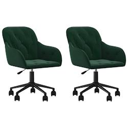 Décoshop26 - Lot de 2 chaises de salle à manger siège pivotant hauteur réglable en velours vert DEC025318 - 3000255189564_0