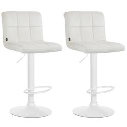Décoshop26 - Lot de 2 tabourets de bar en velours crème avec coutures décoratives pied en trompette métal blanc 10_0004401 - blanc 3000252084657_0