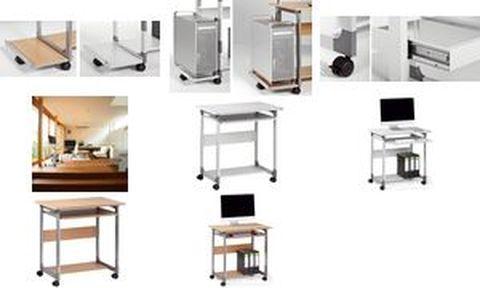 DURABLE Table d'ordinateur mobile SYSTEM Computer Trolley 75 FH - acier époxy résistant avec 2 tablettes et plateau clavier réglable_0