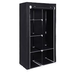 Helloshop26 - Armoire de rangement penderie dressing 170 x 88 x 45 cm  en tissu non-tissé porte-manteau noir 12_0004001 - noir 3000222256312_0