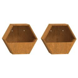Helloshop26 - Jardinière bac lit surélevé plantes fleurs jardin terrasses murales lot de 2 Rouillé acier corten 30 x 10 x 25 cm 02_0039116 - 30002_0