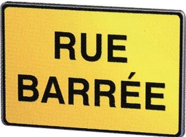 KC1 19P - Panneau de chantier Rue barrée - Direct Signalétique - Dimension H 800 x L 600 mm - Acier galvanisé - Classe 1 et 2_0