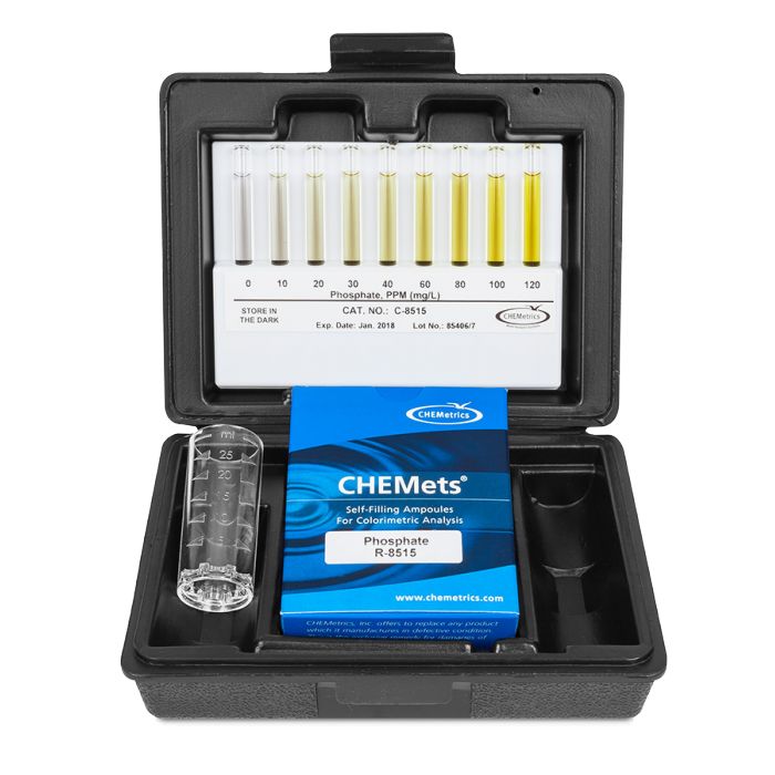 Kit d’analyse visuelle du Phosphate 0-120 ppm, type : CHEMets 30 ampoules, marque Chemetrics - Ref.: NBK003_0