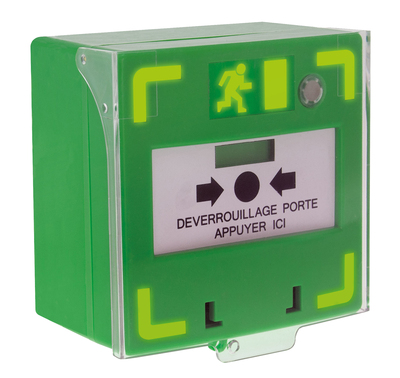 Kit rcp310g - déclencheur manuel vert 3 contacts à leds + buzzer + pré alarme -  izyx systems_0