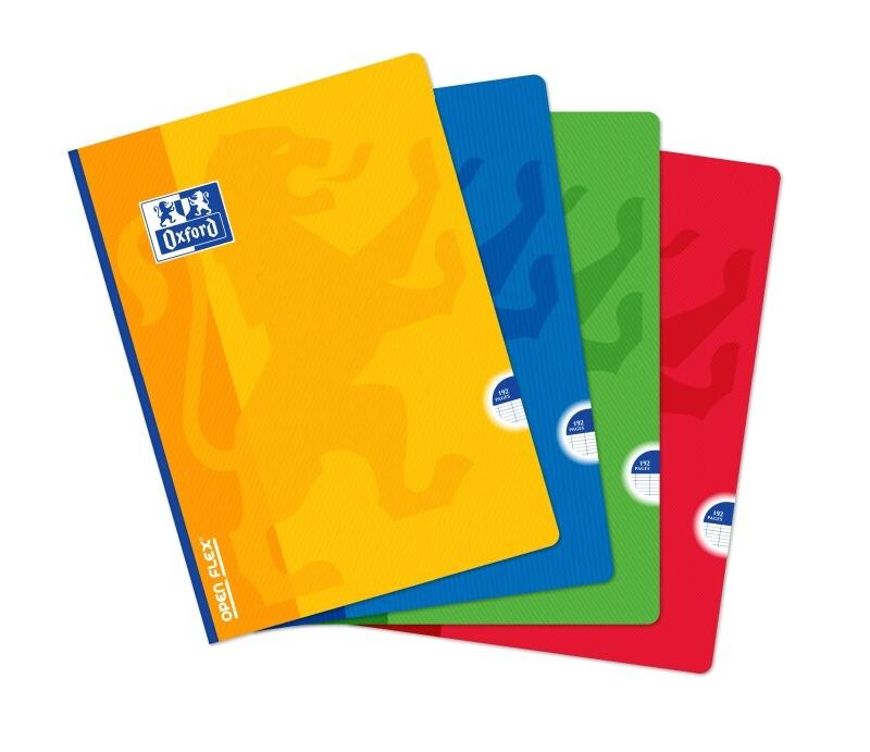 Oxford Lot de 5 Cahier Openflex broché A4, 192p./96 feuilles 90g/m², Séyès, coloris assortis (4) - 3147280049804_0