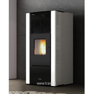 Poêle à granulés bouilleur Energyca 30 - 28 kW - Revêtement céramique bordeaux, blanc ou gris_0