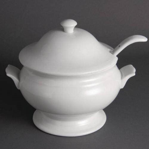 SOUPIÈRE ET LOUCHE EN PORCELAINE BLANCHE OLYMPIA 2,5 L