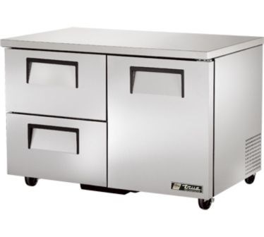 SOUS COMPTOIR 340 L POSITIF 1 PORTE 2 TIROIRS TUC-48D-2