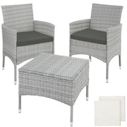 Tectake Salon de jardin Lucerne 2 places avec 2 sets de housses - gris clair - 403702 - gris multi-matériau 403702_0