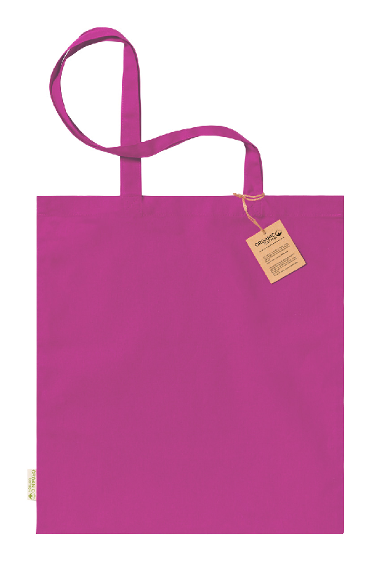 Tote bag en coton biologique - longues poignées - 140 g/m² - couleur fuchsia - 65 g_0